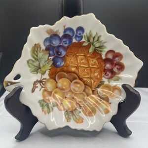 Mitterteich Bavaria Fruit Leaf Trinket Dish Mixed Grapes Pineapple 23206 67 VTG